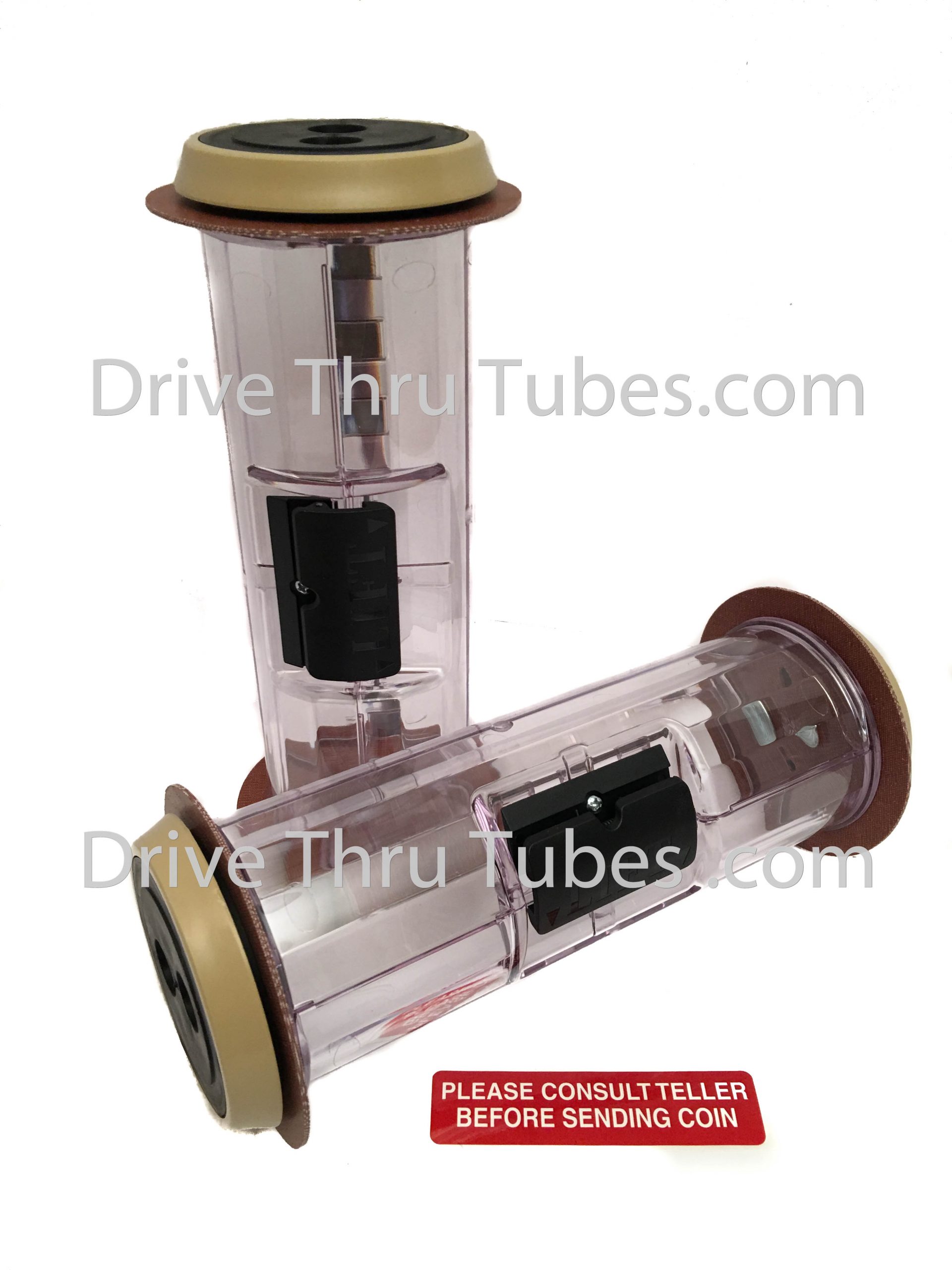 S509BGT, Straight Body Banking Drive Thru Carrier Clear With Beige Ends.