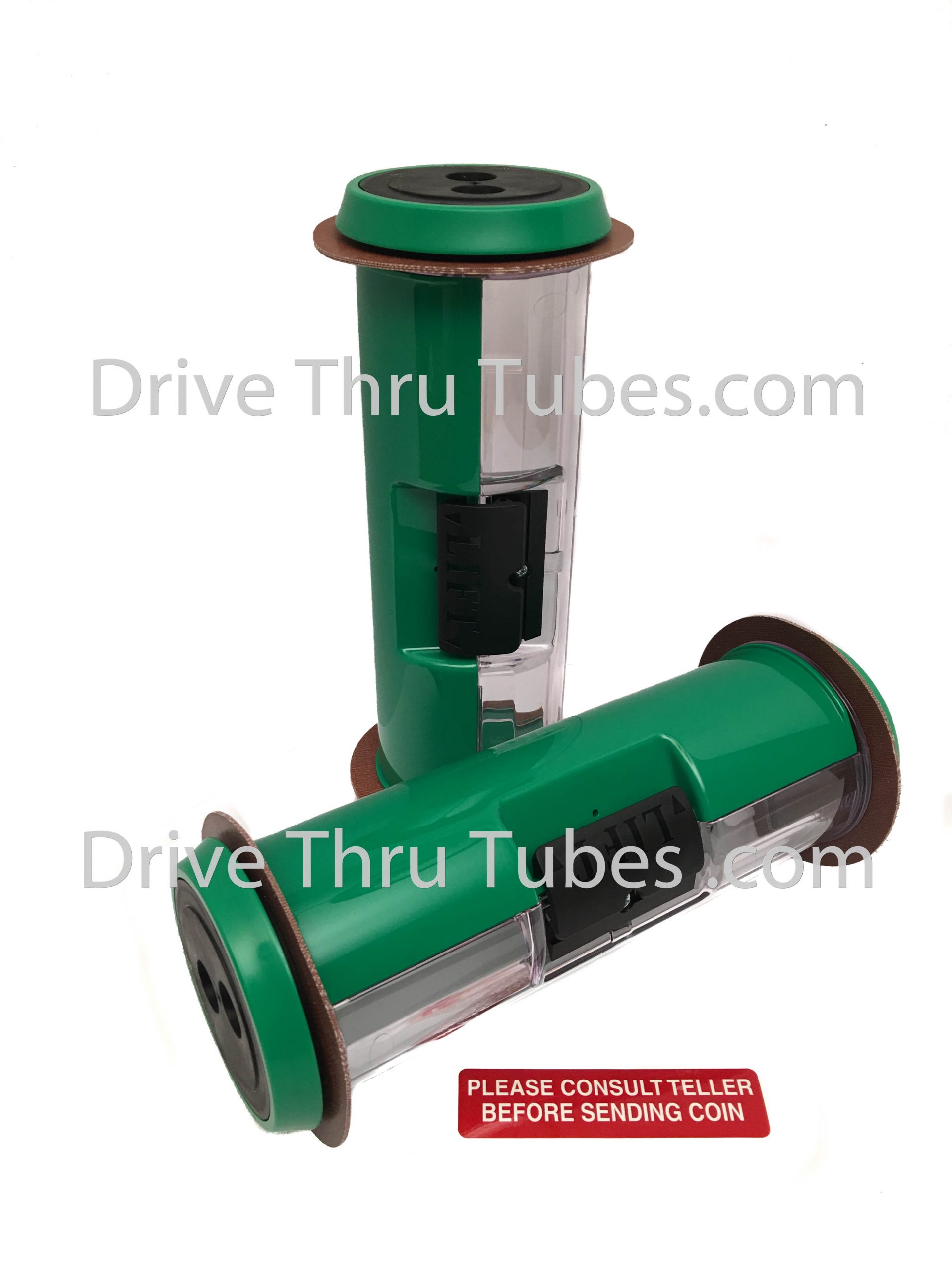 S544T, Straight Body Banking Drive Thru Carrier With Green Ends.