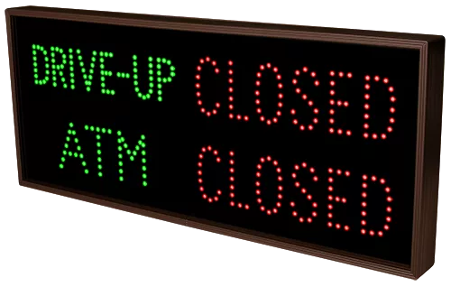 DRIVE-UP | OPEN | CLOSED| ATM | OPEN | CLOSED LED Sign TCL1434GGRGGR-B808   (120-277 VAC)  (11807) 2