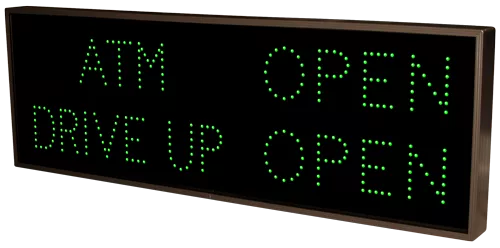 ATM | DRIVE UP | OPEN | CLOSED | OPEN | CLOSED LED Sign TCL1442GGGRGR-K040   (120-277 VAC)  (13240) 1