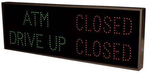 ATM | DRIVE UP | OPEN | CLOSED | OPEN | CLOSED LED Sign TCL1442GGGRGR-K040   (120-277 VAC)  (13240) 2