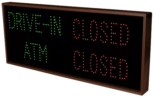 DRIVE-IN | OPEN | CLOSED | ATM |OPEN | CLOSED LED Sign TCL1442GGRGGR-522   (120-277 VAC)  (5389) 2