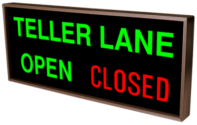 TELLER LANE | OPEN | CLOSED LED Sign PHX1434GGR-B715   (120-277 VAC)   (38985)