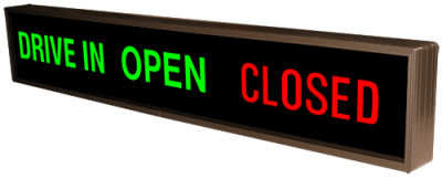 DRIVE IN | OPEN | CLOSED LED Sign PHX742GGR-230   (120-277 VAC)  (48333)