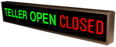 TELLER | OPEN | CLOSED LED Sign PHX742GGR-B715   (120-277 VAC)  (47744)