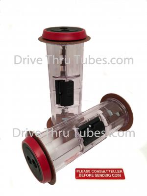 S502T, Straight Body Banking Drive Thru Carrier Clear With Red Ends S502T, Straight Body Banking Drive Thru Carrier Clear With Red Ends