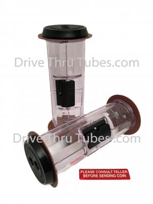 S505T, Straight Body Banking Drive Thru Carrier Clear With Black Ends. S505T, Straight Body Banking Drive Thru Carrier Clear With Black Ends.