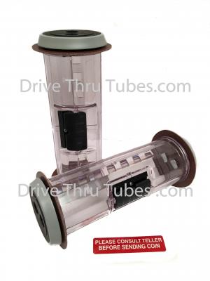 S507T, Straight Body Banking Drive Thru Carrier Clear With Grey Ends.