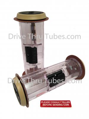 S509BGT, Straight Body Banking Drive Thru Carrier Clear With Beige Ends. S509BGT, Straight Body Banking Drive Thru Carrier Clear With Beige Ends.