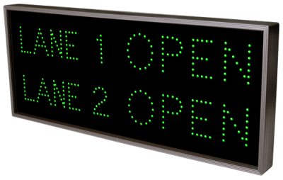LANE 1 | OPEN | CLOSED | LANE 2 | OPEN | CLOSED LED Sign TCL1434GGRGGR-519   (120-277 VAC)  (5287)