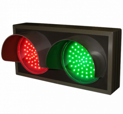 Indicator Dots, double with hoods, horizontal, Red - Green LED Sign TCL714RG-225H   (120-277 VAC)  (7383)